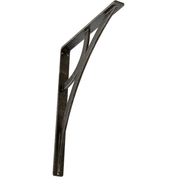 Ekena Millwork Galveston Wrought Iron Bracket, (Single center brace), Antiqued Warm Silver 1 1/2"W x 12"D x 15"H BKTM01X12X15SGLAWS - main